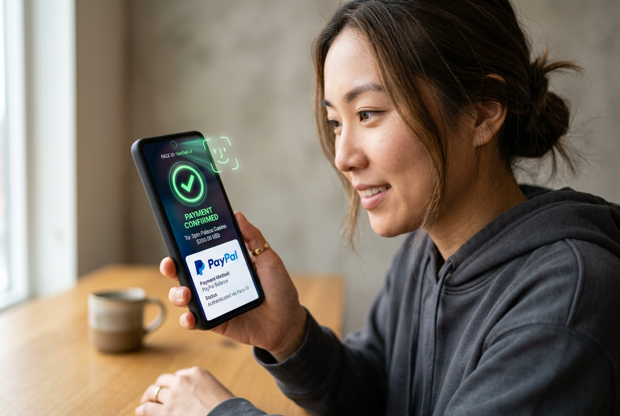 Uwierzytelnianie biometryczne płatności w aplikacji PayPal na smartfonie